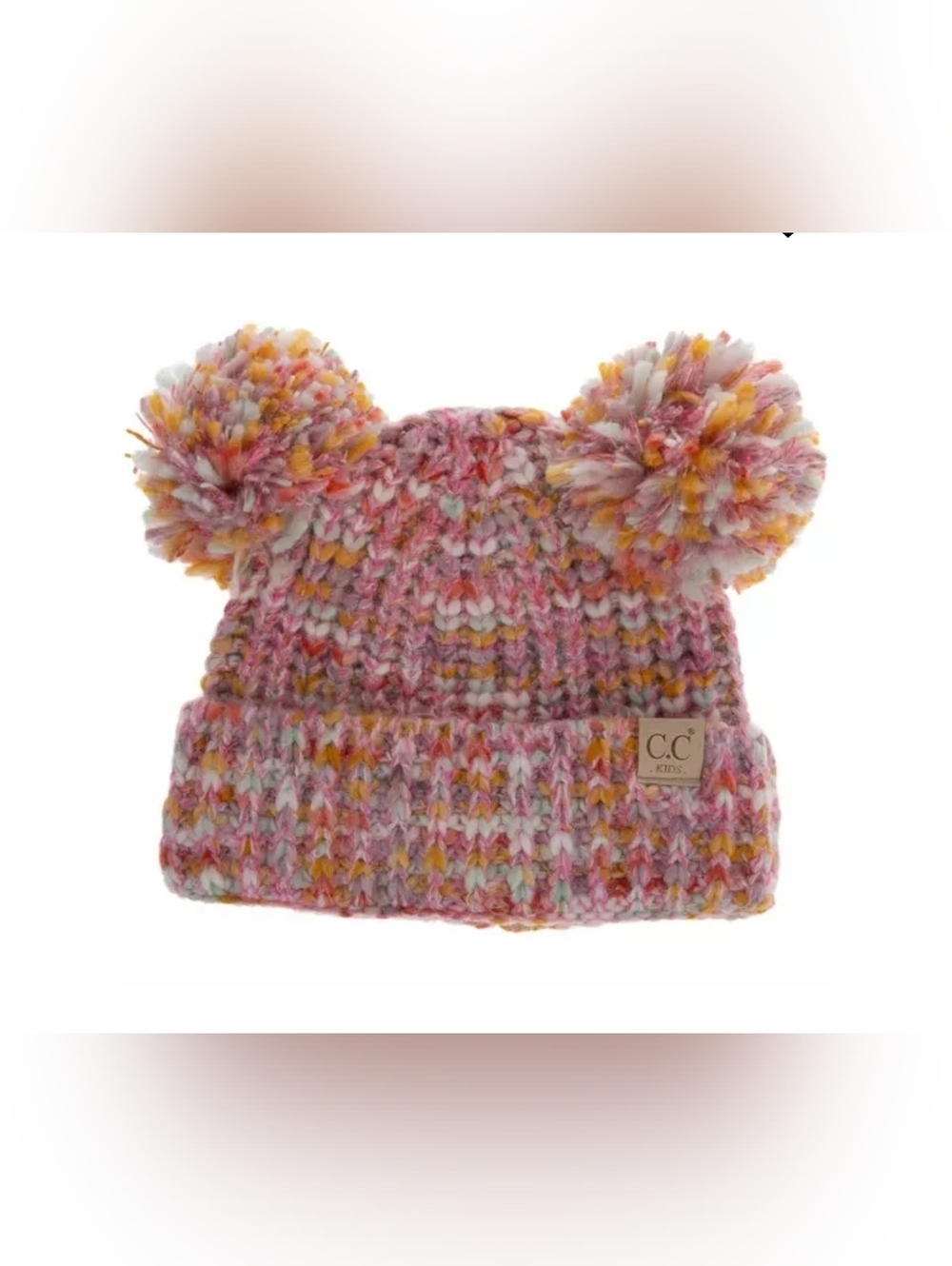 C.C Youth Pom Pom Knit Beanie- Multi-color Rose- NWT